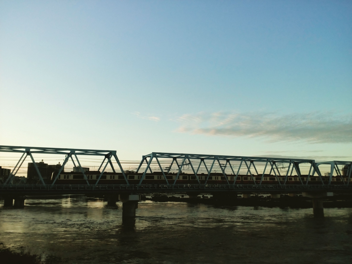 無料写真素材：増水した多摩川