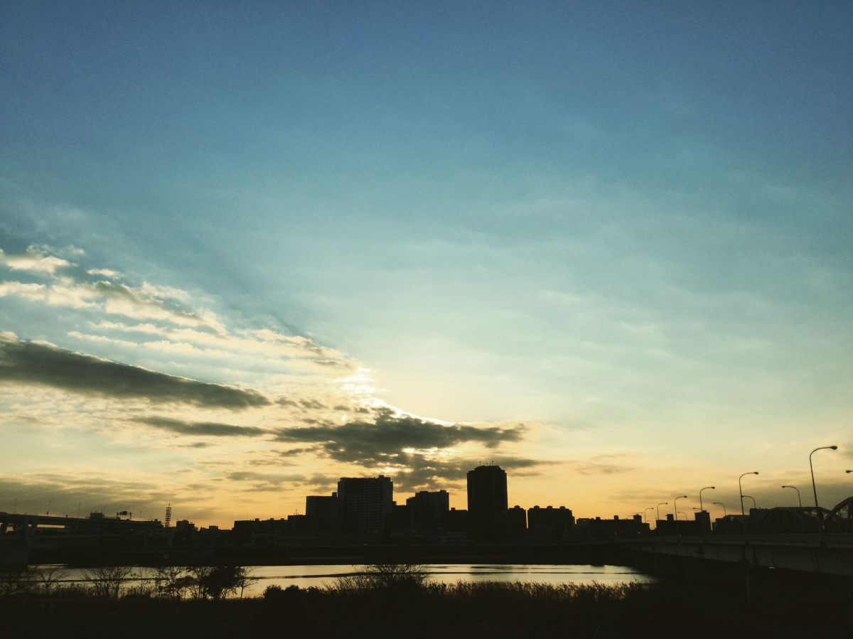 夕暮れの荒川(葛飾区)