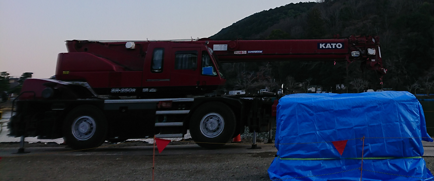 嵐山の桂川工事中